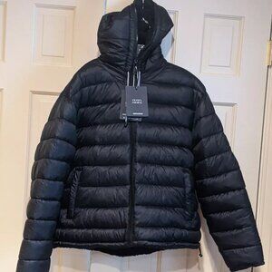 Bernardo Hooded, Quilted Water Resistant Reversible Puffer Coat Size XL Black